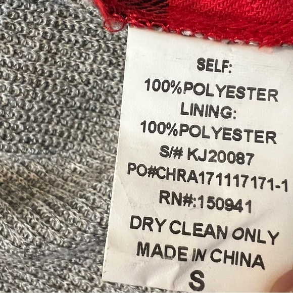 Chloah Buffalo Plaid Roll Tab Sleeve Open Front Fringe Cardigan. Size Small. - Picture 12 of 13